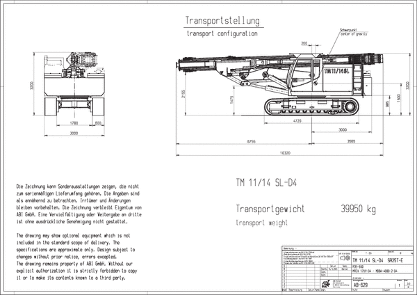 Transportstellung Großbohrmaschine